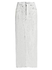 Crackled Denim Maxi Skirt