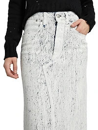 Crackled Denim Maxi Skirt