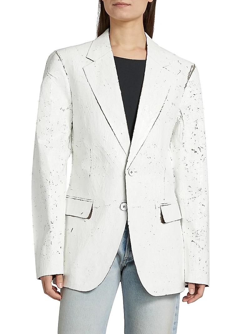 Crackled Single-Breasted Jacket
