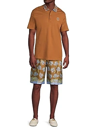 Barocco Poppies Print Silk Shorts