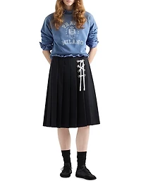 Pleated Gabardine Midi-Skirt