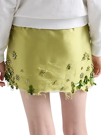 Embroidered Silk and Wool Miniskirt