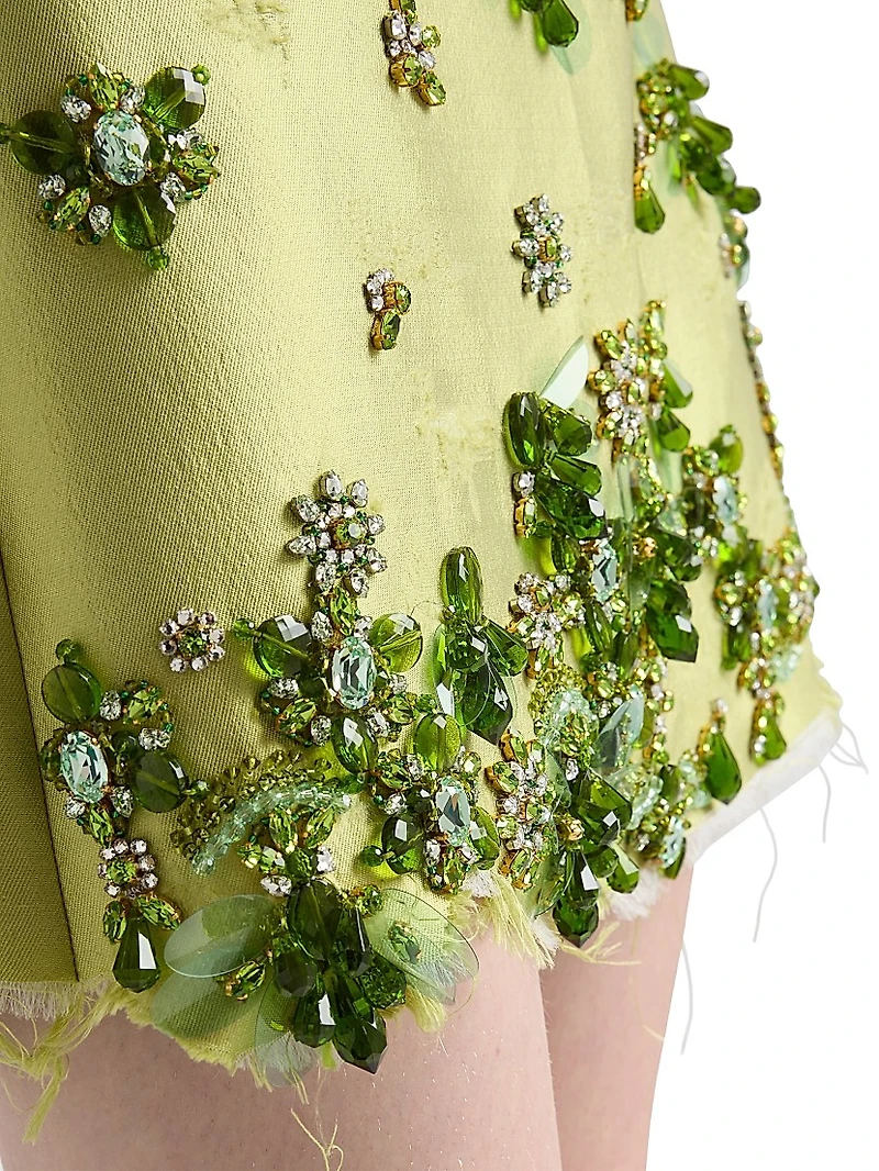 Embroidered Silk and Wool Miniskirt