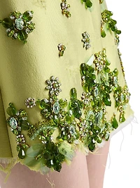 Embroidered Silk and Wool Miniskirt