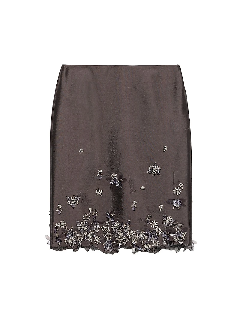 Embroidered Silk and Wool Skirt