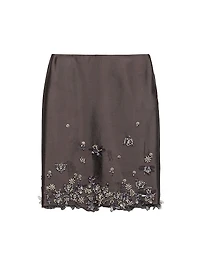 Embroidered Silk and Wool Skirt