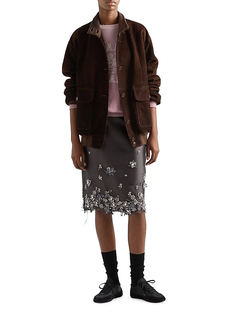 Embroidered Silk and Wool Skirt