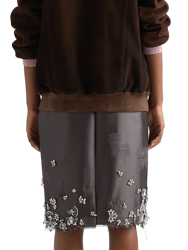 Embroidered Silk and Wool Skirt