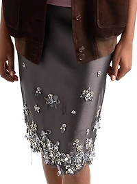 Embroidered Silk and Wool Skirt