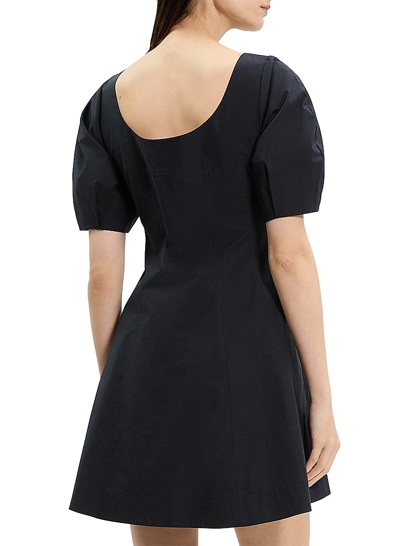 City Stretch-Cotton Fit & Flare Minidress