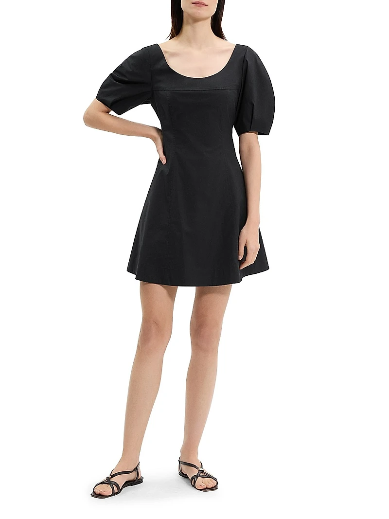 City Stretch-Cotton Fit & Flare Minidress