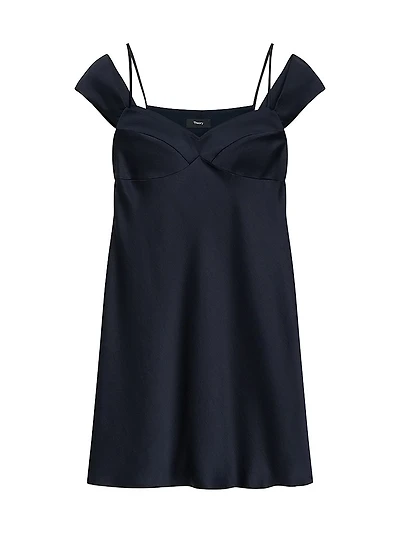 Crushed Satin Layered Peek Cami Minidress