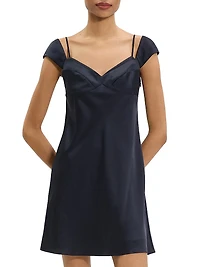 Crushed Satin Layered Peek Cami Minidress
