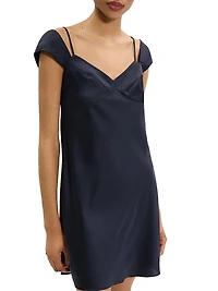 Crushed Satin Layered Peek Cami Minidress