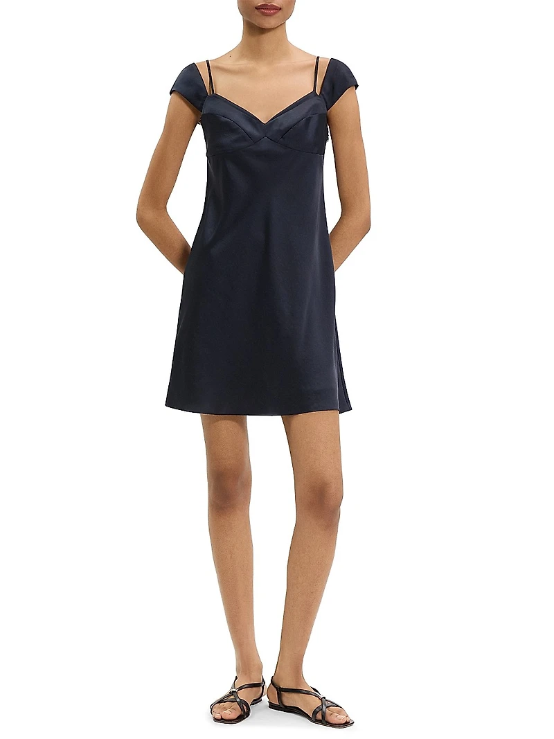 Crushed Satin Layered Peek Cami Minidress