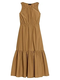 Soft Lawn Sleeveless Gathered Midi-Dress