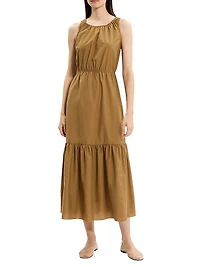 Soft Lawn Sleeveless Gathered Midi-Dress