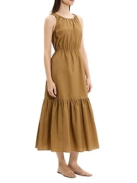 Soft Lawn Sleeveless Gathered Midi-Dress