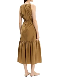 Soft Lawn Sleeveless Gathered Midi-Dress