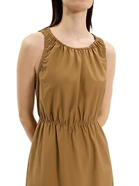 Soft Lawn Sleeveless Gathered Midi-Dress