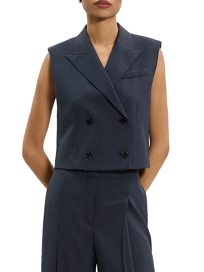 Twill Double-Breasted Vest