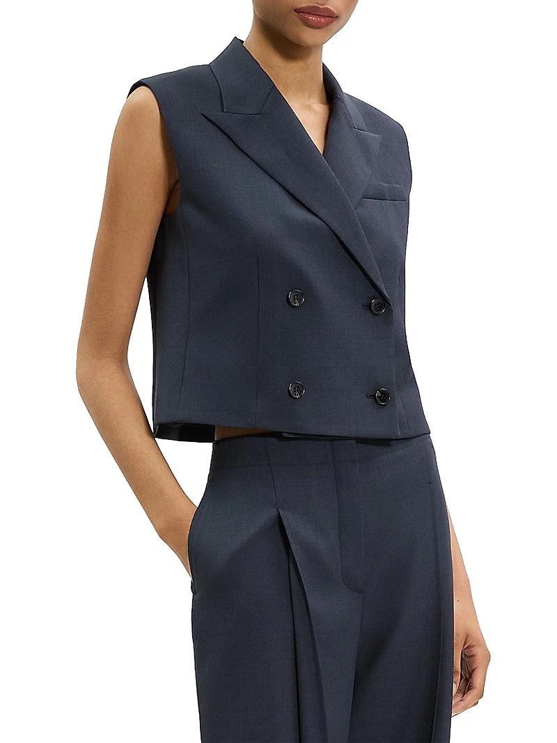 Twill Double-Breasted Vest