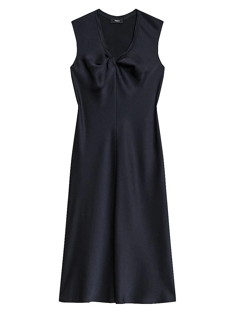 Crushed Satin Twist Scoop Dress