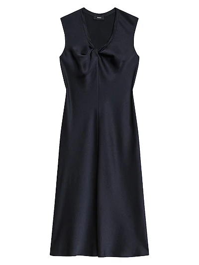 Crushed Satin Twist Scoop Dress