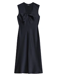 Crushed Satin Twist Scoop Dress