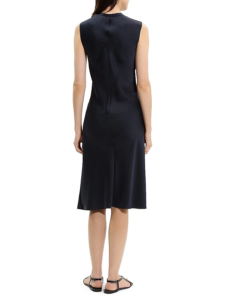Crushed Satin Twist Scoop Dress