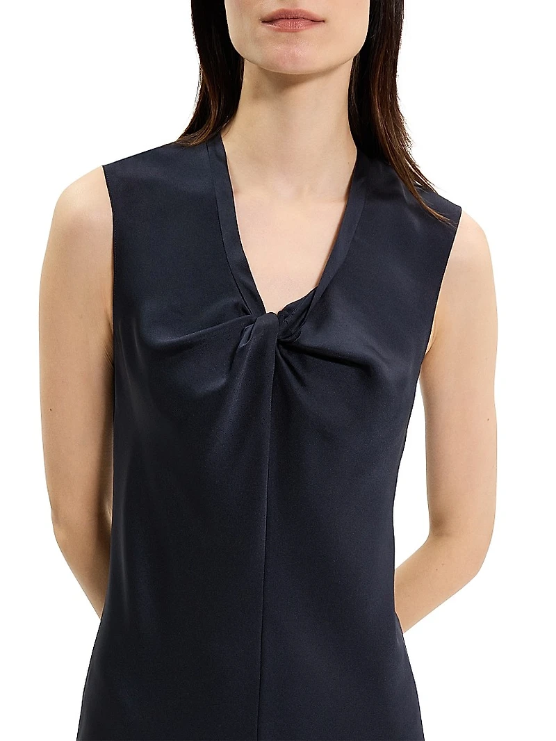 Crushed Satin Twist Scoop Dress