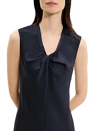 Crushed Satin Twist Scoop Dress
