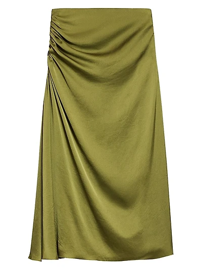 Crushed Satin Midi-Skirt