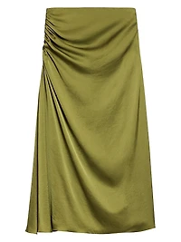Crushed Satin Midi-Skirt