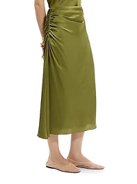 Crushed Satin Midi-Skirt