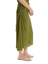 Crushed Satin Midi-Skirt