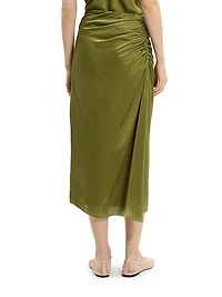 Crushed Satin Midi-Skirt
