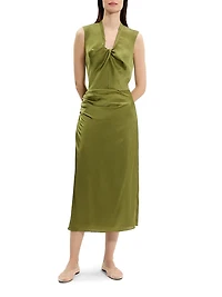 Crushed Satin Midi-Skirt