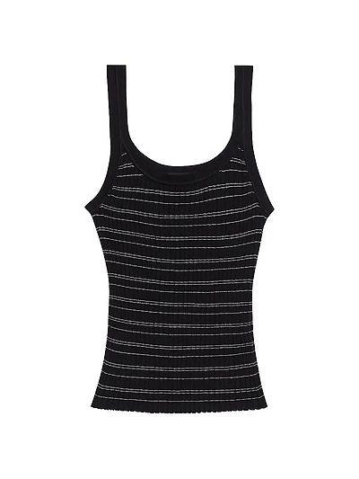 Striped Cotton-Blend Tank