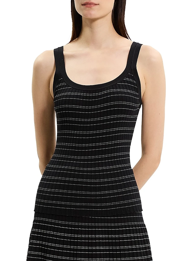 Striped Cotton-Blend Tank