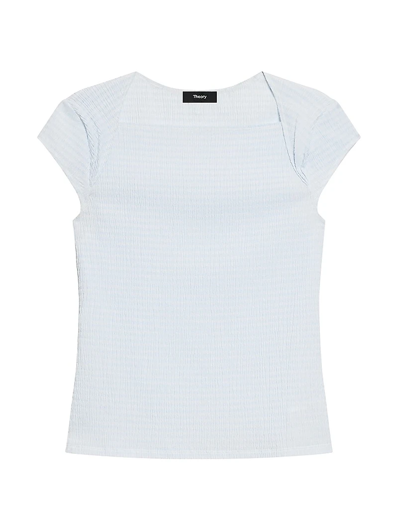 Crinkled Cap-Sleeve Top
