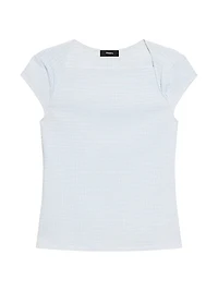 Crinkled Cap-Sleeve Top