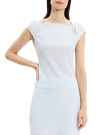 Crinkled Cap-Sleeve Top