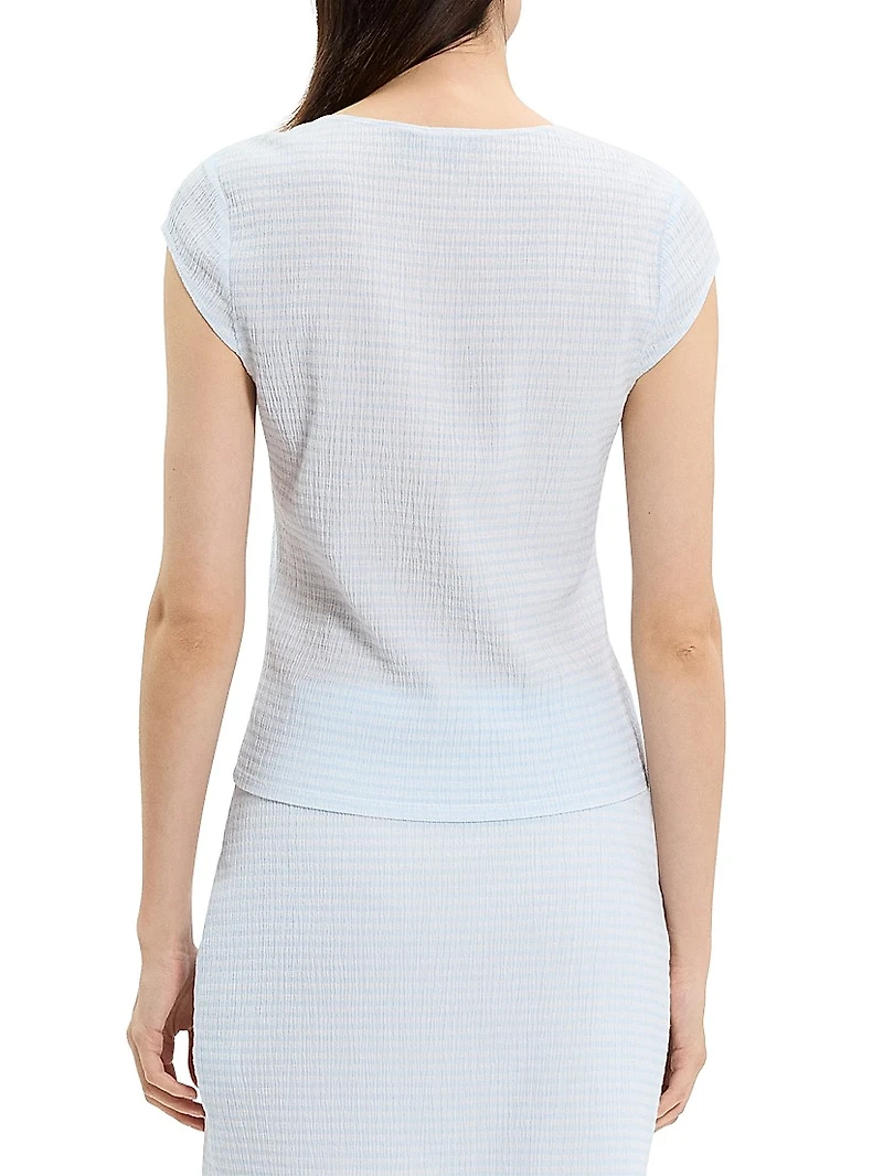 Crinkled Cap-Sleeve Top