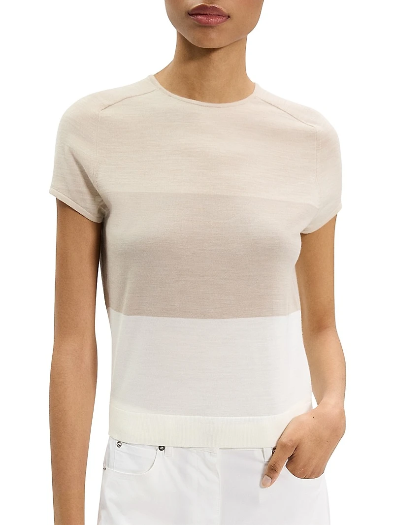 Colorblocked Marino Wool T-Shirt