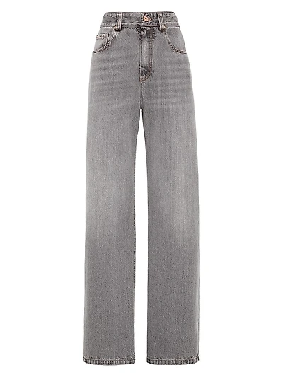 Authentic Denim Contemporary Loose Trousers with Monili