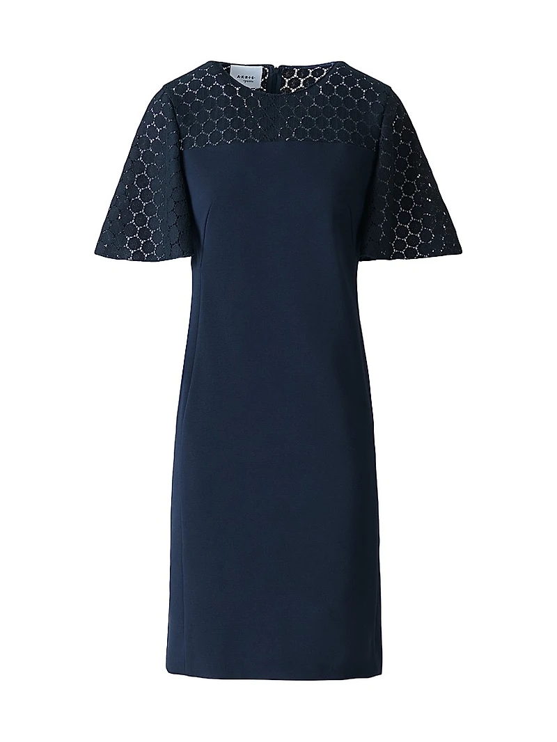 Dot Lace Flutter-Sleeve Dress