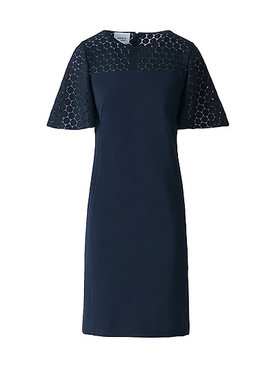 Dot Lace Flutter-Sleeve Dress