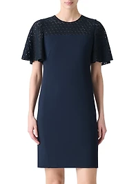 Dot Lace Flutter-Sleeve Dress