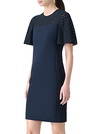 Dot Lace Flutter-Sleeve Dress